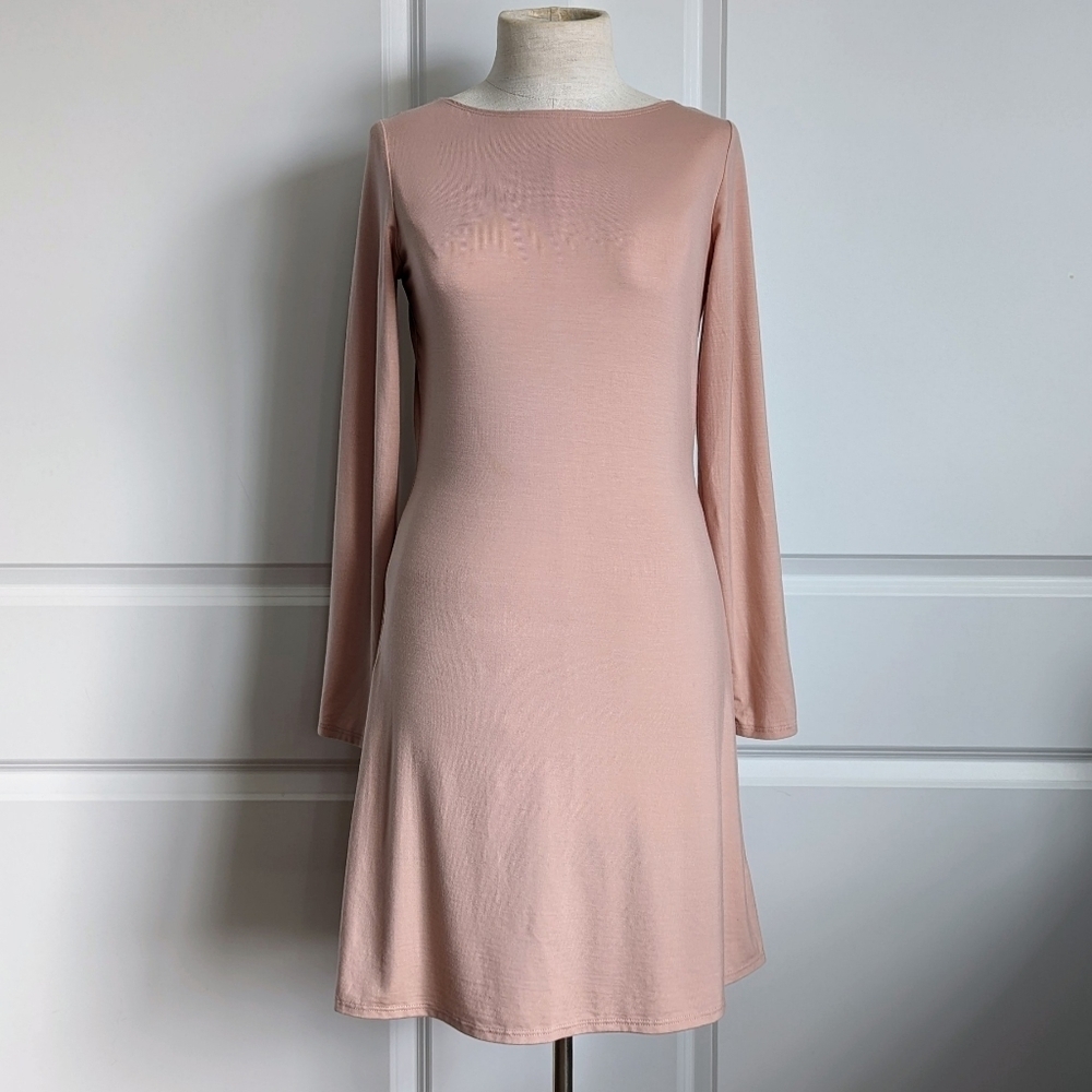 Reformation Avant Mini Dress Long Sleeve Open Back Ribbon Ties Blush Pink M NWT